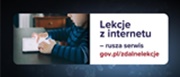 Plakat informujący o uruchomieniu serwisu: gov.pl/zdalnelekcje